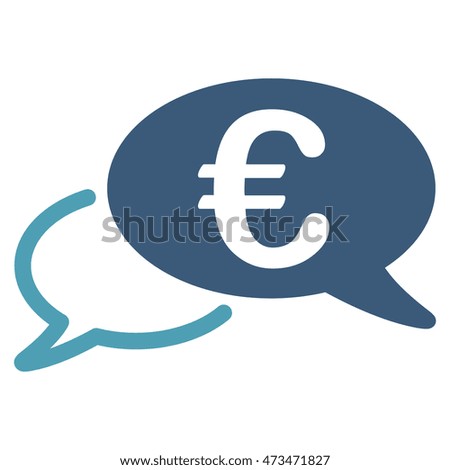 Euro Chat icon. Vector style is bicolor flat iconic symbol with rounded angles, cyan and blue colors, white background.