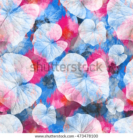 Leaves seamless pattern flowers abstract background. Realistic photo collage - clip art.
Layer effect