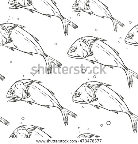 Thai mackerel pattern including seamless on a white background. Thai mackerel vector illustration.
