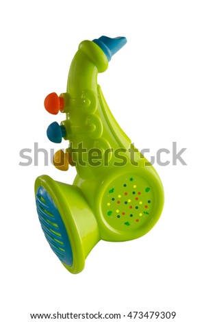Saxophone for kids, plastic, colorful on an isolated background
