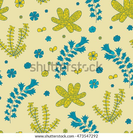 underwater seamless pattern with beautiful corals and seaweed.Hand drawn succulent