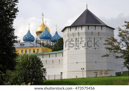 Trinity Sergius Lavra (monastery). Popular touristic landmark, UNESCO World Heritage Site. Color photo.