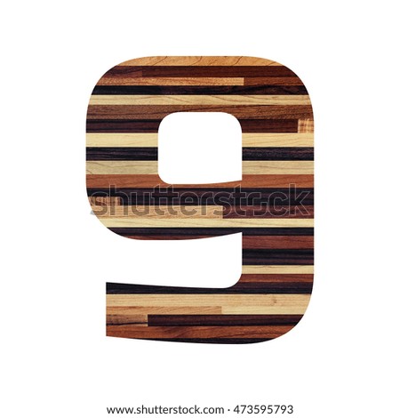 Number 9 ( nine ) with vintage wood texture background.