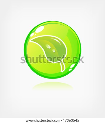 Green ecology button, web icon