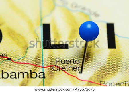 Puerto Grether pinned on a map of Bolivia
