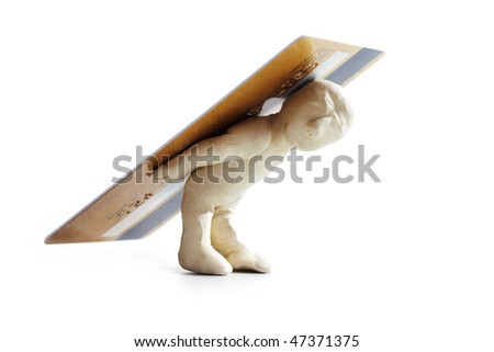 Photo of plasticine man carrying credit card