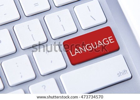 Language word in red keyboard buttons