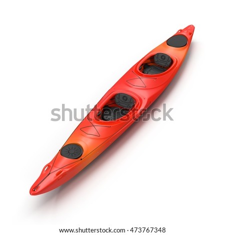 Red kayak isolated on white 3D Illustration