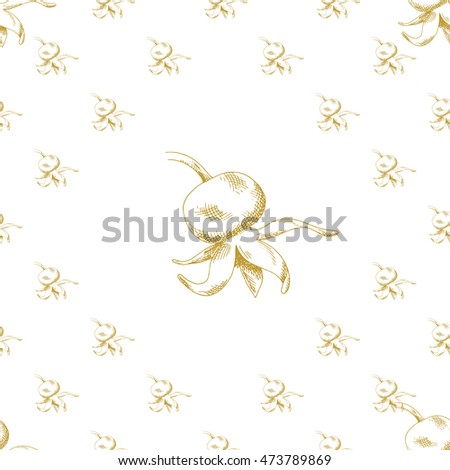 Golden sketch briar decor seamless pattern. Vector illustration for your design