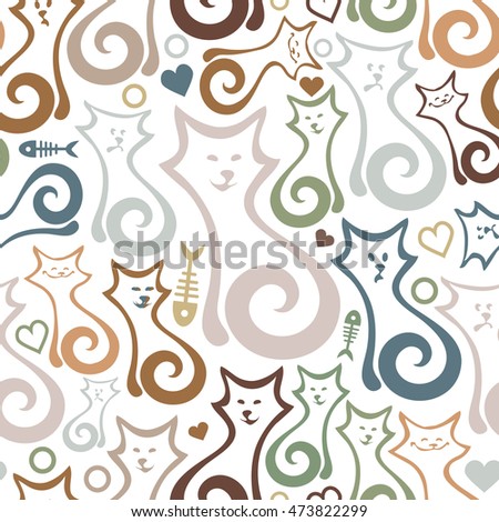 Vector seamless background with abstract cats. Eps-8.
