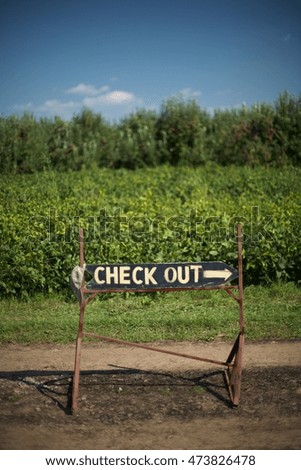 Check out sign on farm