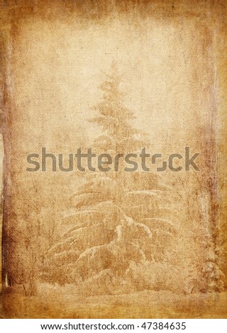 Aged paper with tree