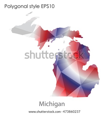 Michigan state map in geometric polygonal,mosaic style.Abstract gems triangle,modern design background. Vector illustration EPS10