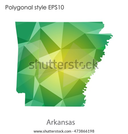 Arkansas state map in geometric polygonal,mosaic style.Abstract gems triangle,modern design background. Vector illustration EPS10