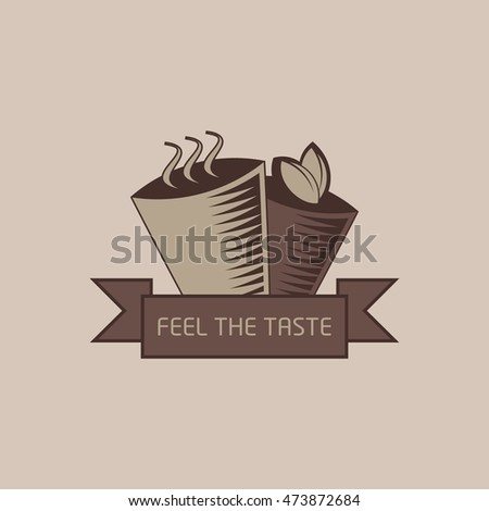 Coffee Shop Logos, Badges and Labels Design Elements. Cup, beans, cafe vintage style objects retro vector illustration.