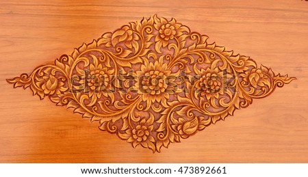 Wood Thai pattern Handmade wood carvings.