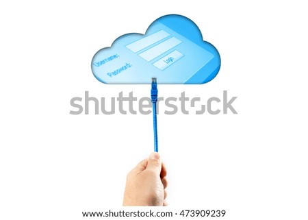 Connection concept with cloud computing using a network cable RJ45