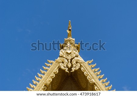beautiful gable of temple with blue sky