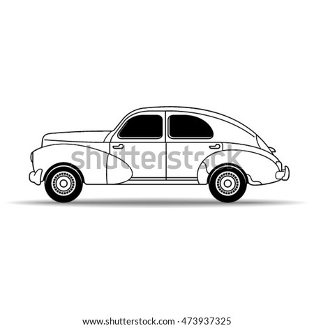 outlined old classic car in 1950-vector drawing