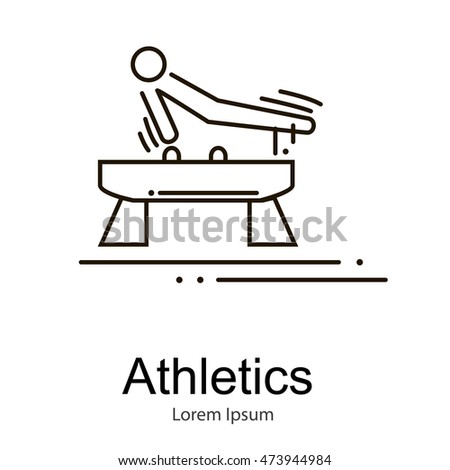 Gymnastics athlete at Pommel Horse doing exercise, sport competition vector illustration