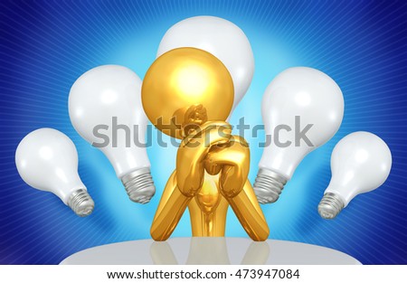 Character With Light Bulbs 3D Illustration