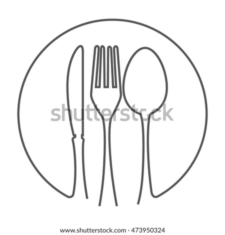kitchen fork knife spoon cutlery utensil silverware food silhouette vector illustration