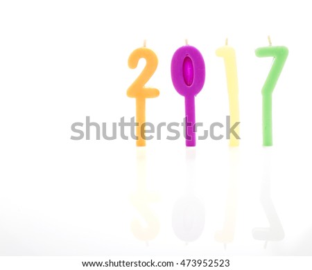 2017 candles numbers in white background, new year concept