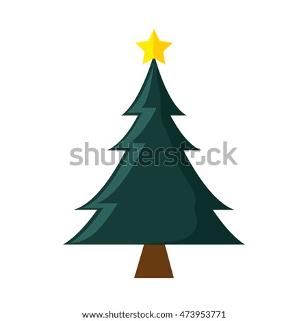 pine tall tree plant with traditional star christmas decoration symbol vector illustration