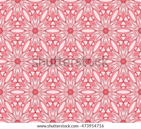 Abstract cyclical pattern of floral ornament. Seamless vector illustration. red color. For the interior design, wallpaper, printing, textile industry.