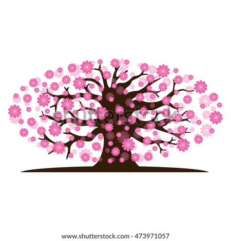 Decorative beautiful cherry blossom tree vector illustration
