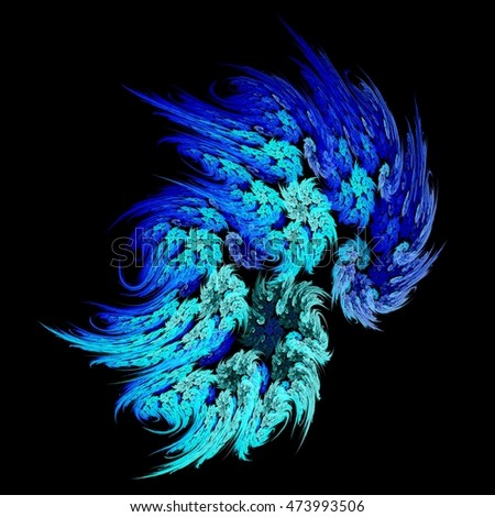 Blue Flames a fractal on black background 