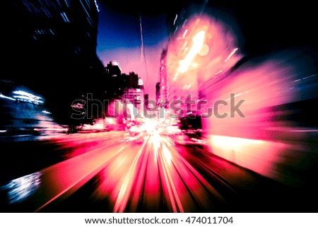 Abstract high speed traveling in city background