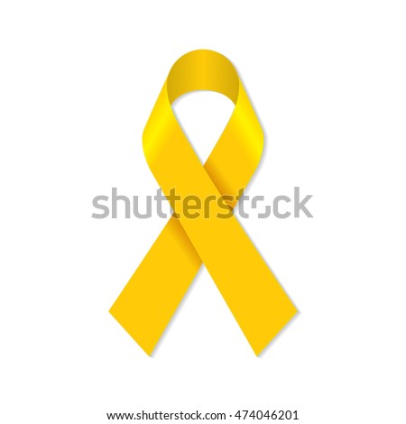 Yellow awareness ribbon for bone cancer and troops support symbol.