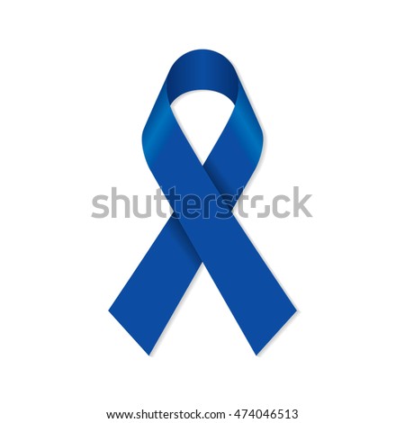 Navy blue awareness ribbon for Colon Cancer and Colorectal Cancer symbol.
