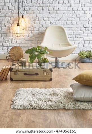 vintage winter with modern interior style and white chair