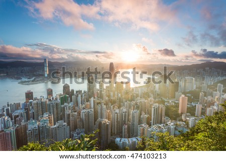 Hong Kong sunrise at peak