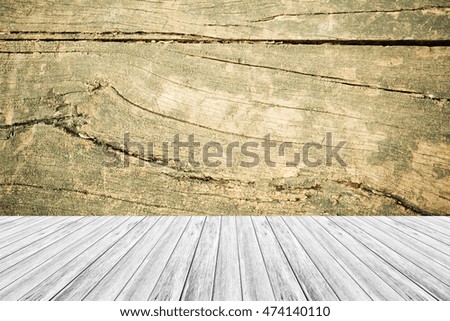 Wood terrace and Wood texture background surface natural color , process in vintage style (Outline elements of world map image from NASA public domain)