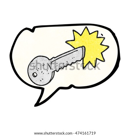 freehand drawn texture speech bubble cartoon door key