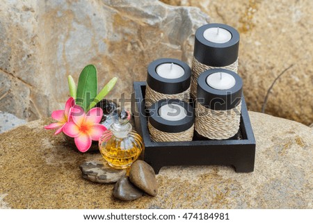 Spa treatment on waterfall background.