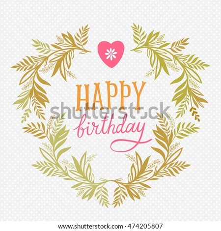 Happy birthday floral frame, greeting card, invitation background