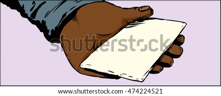 Close up illustration on hand holding sealed envelope or card