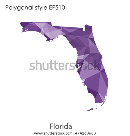 Florida state map in geometric polygonal style.Abstract tessellation,modern design background. Vector illustration EPS10