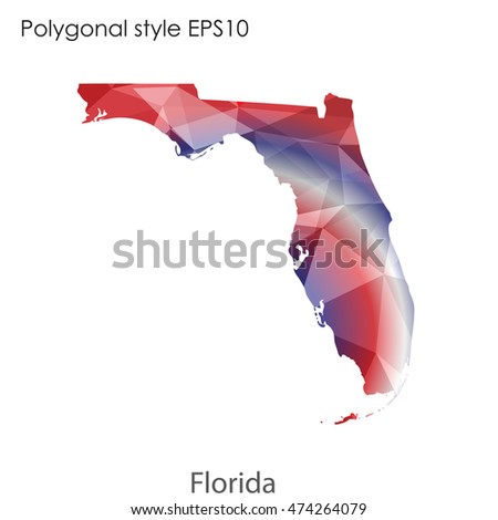 Florida state map in geometric polygonal style.Abstract gems triangle,modern design background. Vector illustration EPS10