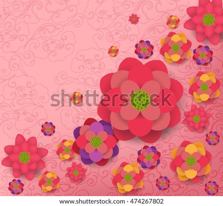 Oriental Happy Chinese New Year Blooming Flowers Design