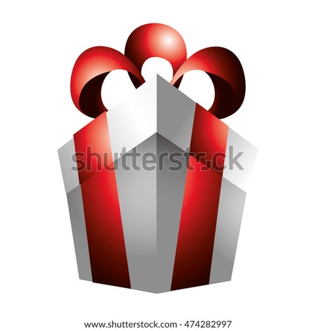 gift present bowtie red box decoration celebration icon. Flat and isolated design. Vector illustration