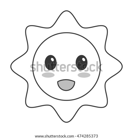 flat design kawaii sun icon vector ilustration