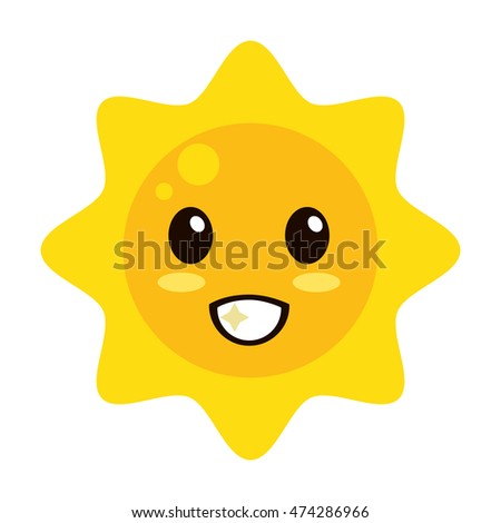 flat design kawaii sun icon vector ilustration