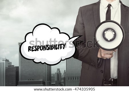Responsibility text on speech bubble with businessman