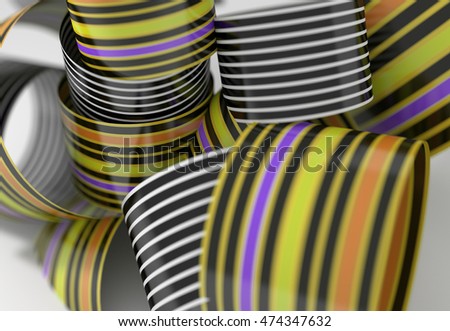 Striped colorful shapes for graphic background, graphic design projects, corporate identity, brochures, websites. 3D illustration