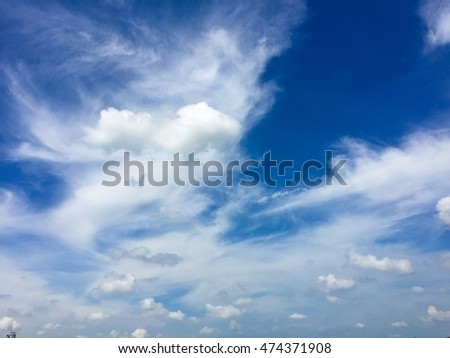 cloud and bright  blue sky   in afternoon